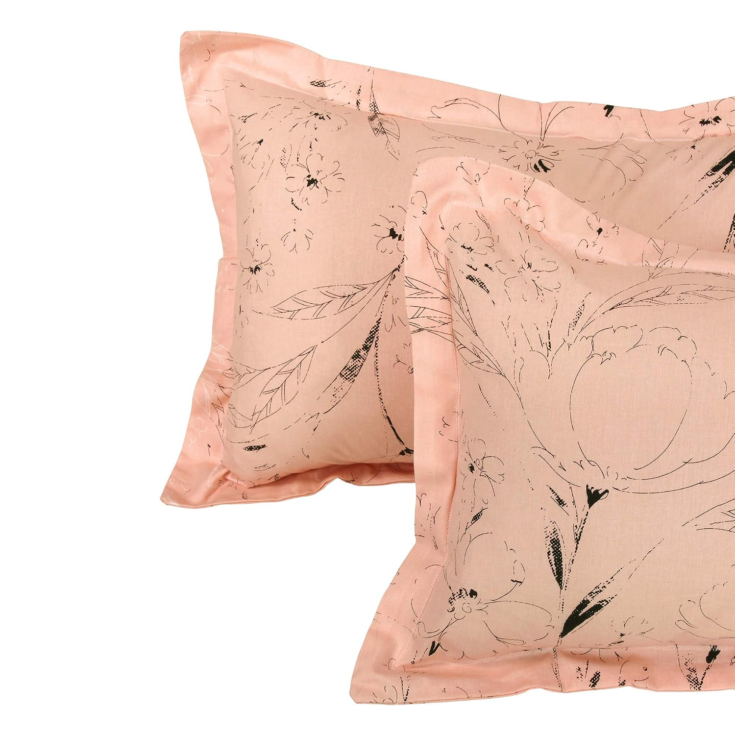 Bedsheet For King Size Bed With 2 Pillow Cover - 108 X 108 Inches, White & Peach | Ideal For All Seasons - Perfect For Gifting, Weddings, Anniversary