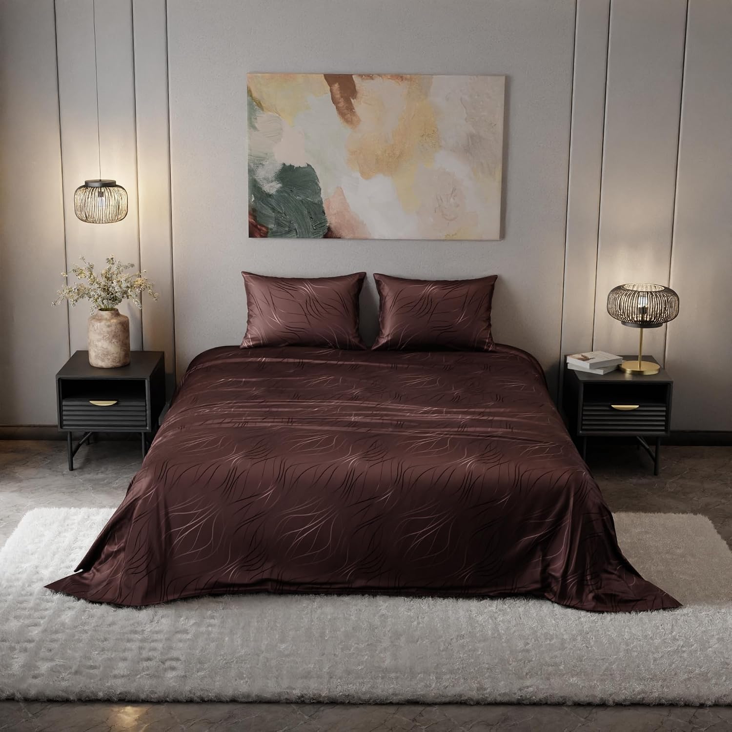 Super King Bedsheet With 2 Pillow Covers - 108 X 108 Inches, Brown | Hypoallergenic, Breathable, Gentle On Skin & Hair, Fade & Wrinkle Resistant, Wedding Gift For Couples