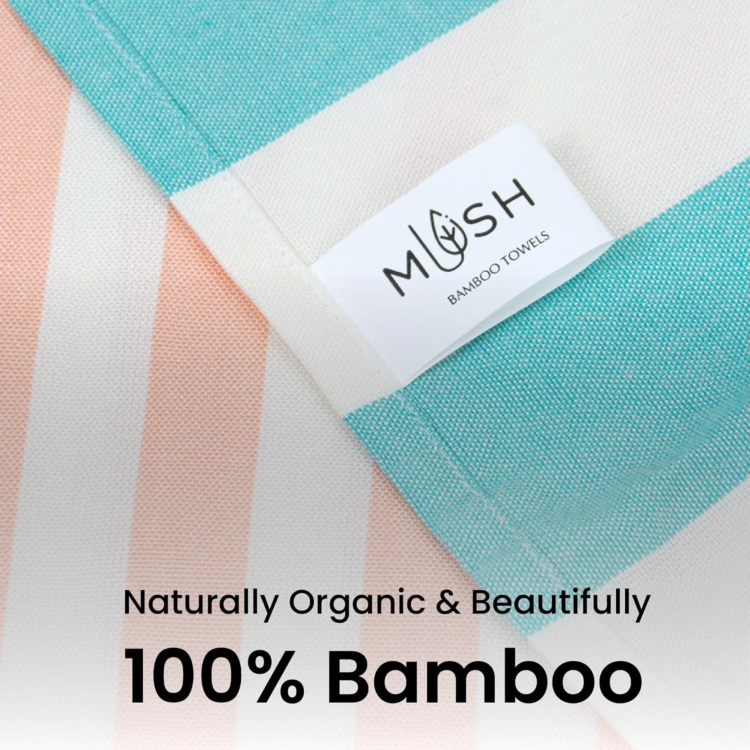 Mush Extra Large Cabana Style 100% Bamboo Bath Towel 250 Gsm, | Ultra Soft, Feather-Light & Quick Dry Travel Towel - Xl Size (Peach & Turquoise)