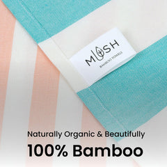 Mush Extra Large Cabana Style 100% Bamboo Bath Towel 250 Gsm, | Ultra Soft, Feather-Light & Quick Dry Travel Towel - Xl Size (Peach & Turquoise)