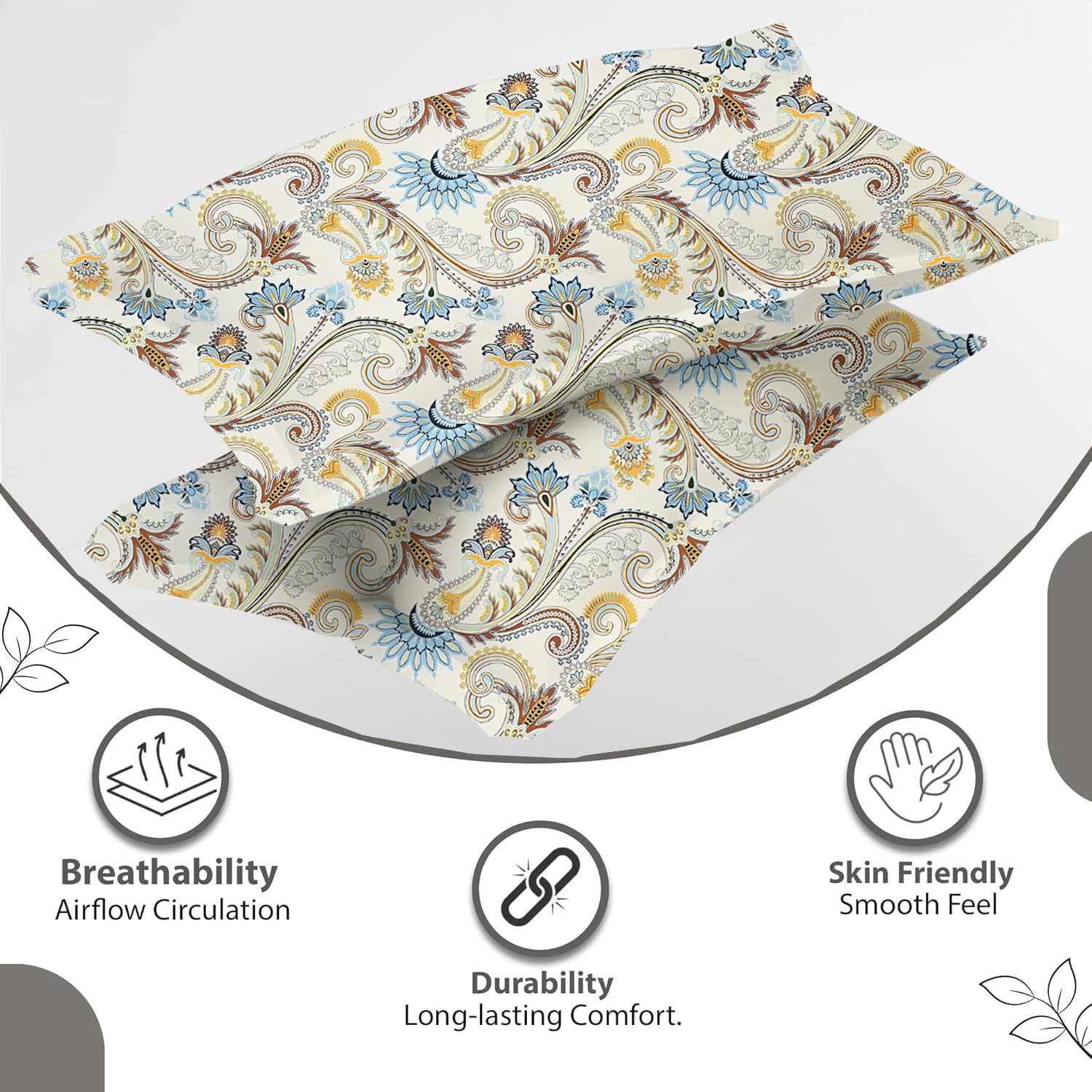 Cotton Bedsheet For King Size With 2 Pillow Cover (90 X 90 Inches) Multicolor | Long-Lasting & Luxuriously Soft | 210 Thread Count Bedsheet
