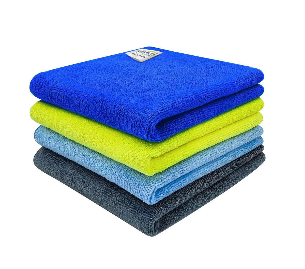 Softspun Microfiber Cloth 340 Gsm | Thick Lint & Streak-Free Multipurpose Cloths Automotive Microfibre Towels (4 Pcs) | Multicolor
