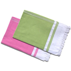 Pure Cotton Turkish Bath Towel 700 Gsm | Extra Soft Plush Light Weight Quick Dry Travel Thin Towels (Pink & Mango Leaf) - Pack Of 2