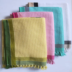 Athom Trendz Living Light Weight Cotton Premium Waffle Border Bath Towel | Pack Of 4 Multi12