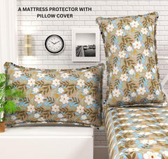 Double Bedsheet For King Size With 2 Pillow Covers - 78x72+10 Inches, Green | Leakproof, Dustproof & Skin-Friendly - All Round Elastic Fitted Bedsheet