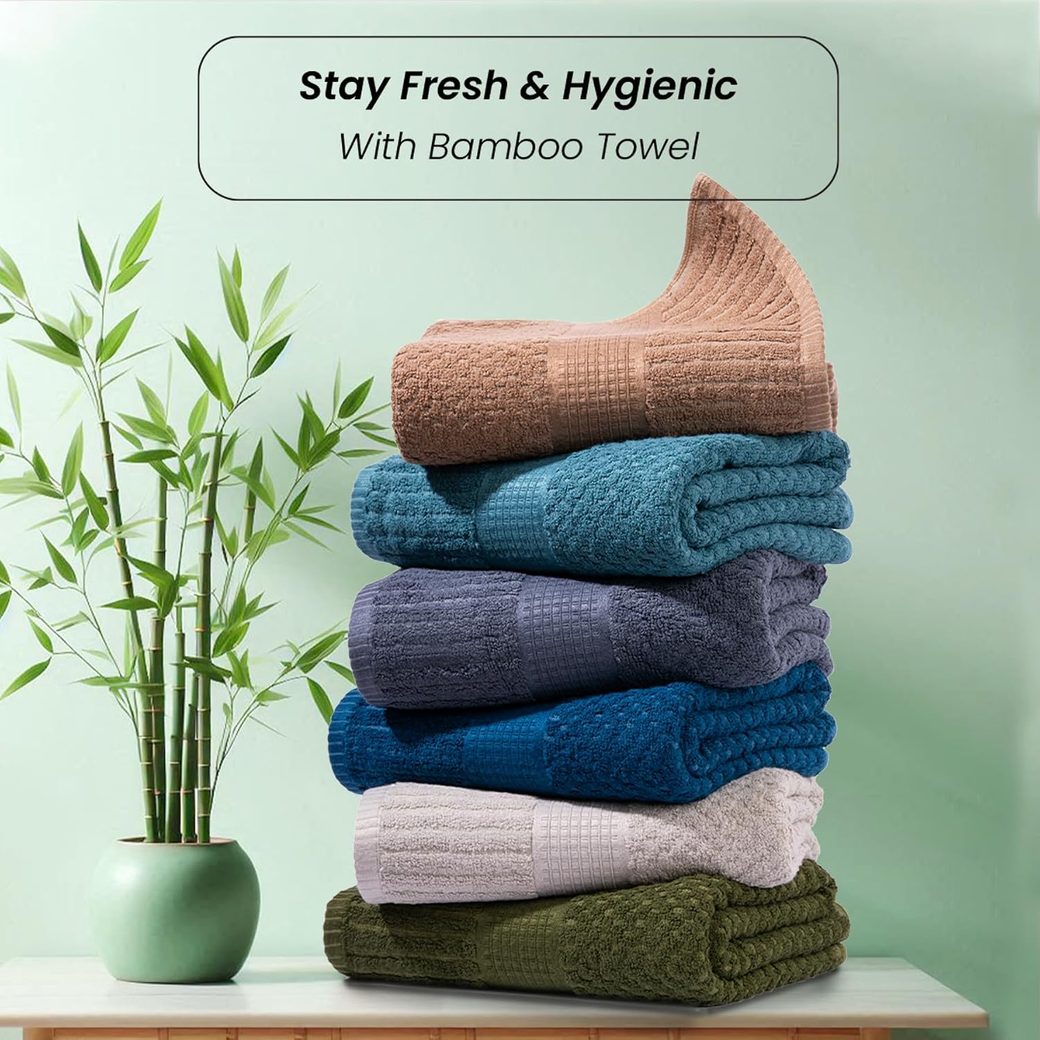 Mush Hearth & Haven Bamboo Large Size Bath Towels 450 Gsm | Bamboo Bath Towel Soft, Highly Absorbent & Quick Dry (Moss Green)