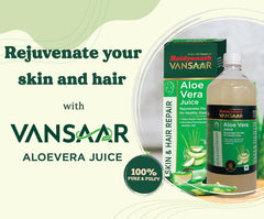 Baidyanath Vansaar Aloe Vera Juice For Glowing Skin & Healthy Hair Organic & Natural Juice Made With Cold Pressed Aloe Vera, No Added Sugar | 1 Litre 2.2lbs Each Pack Of 2