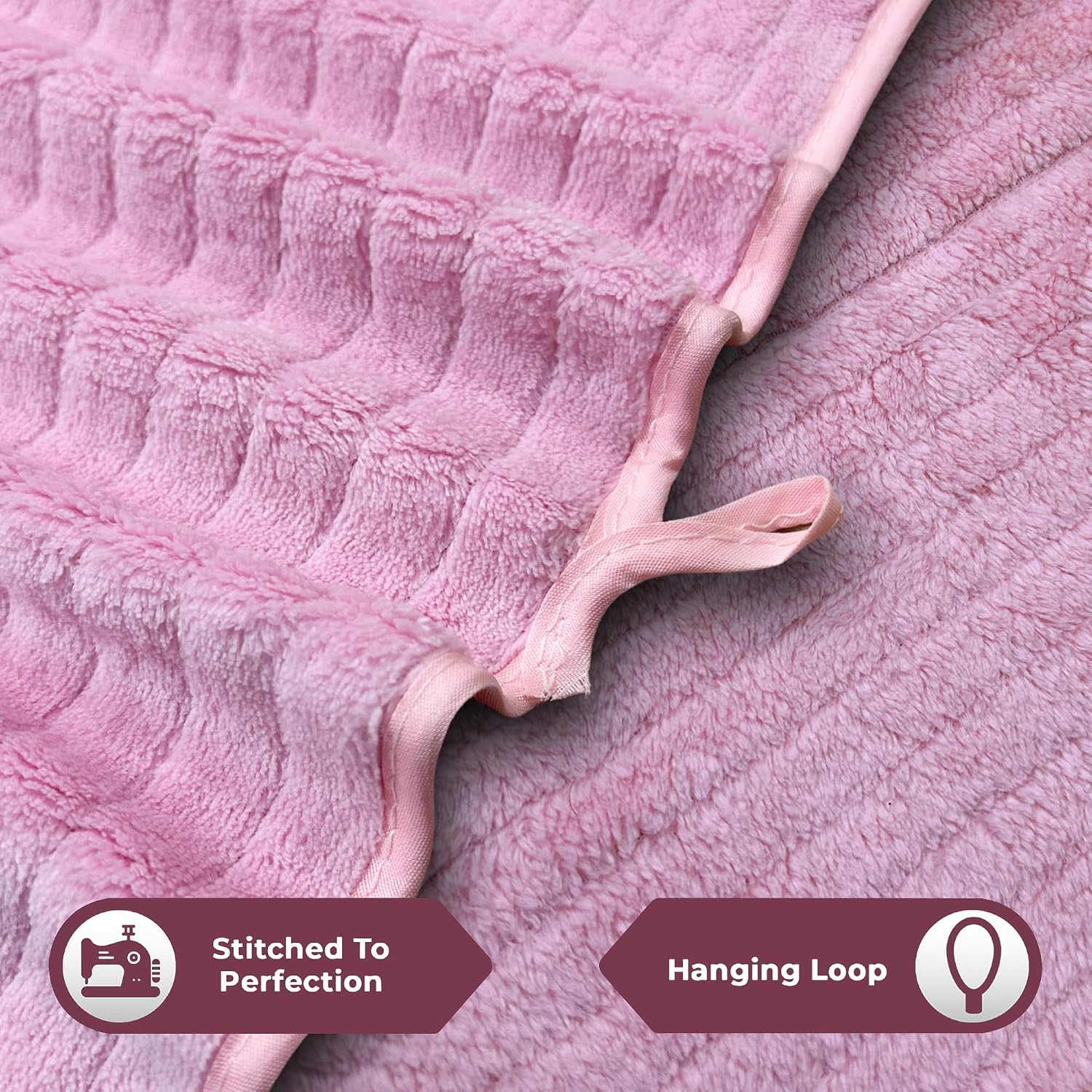 Enrich Homes Hand Small Towels 600 Gsm | Soft Microfiber Face Towels For Men & Women Kitchen & Bathroom Towel Set (Baby Pink)- Set Of 4