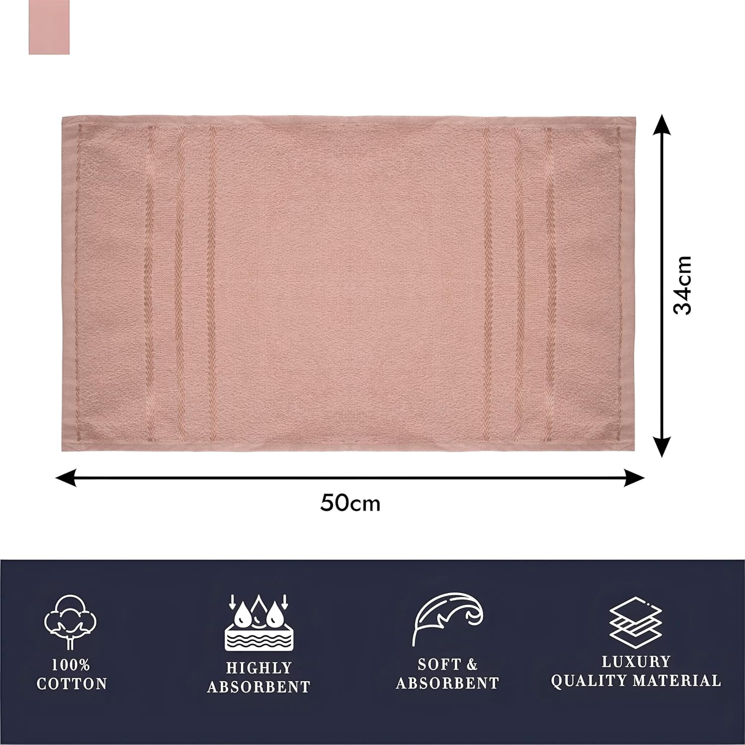 Kuber Industries 144 Tc Cotton Face Towel 200 Gsm | Towel For Face Wash & For Gym, Travel Lining Design | Pack Of 4