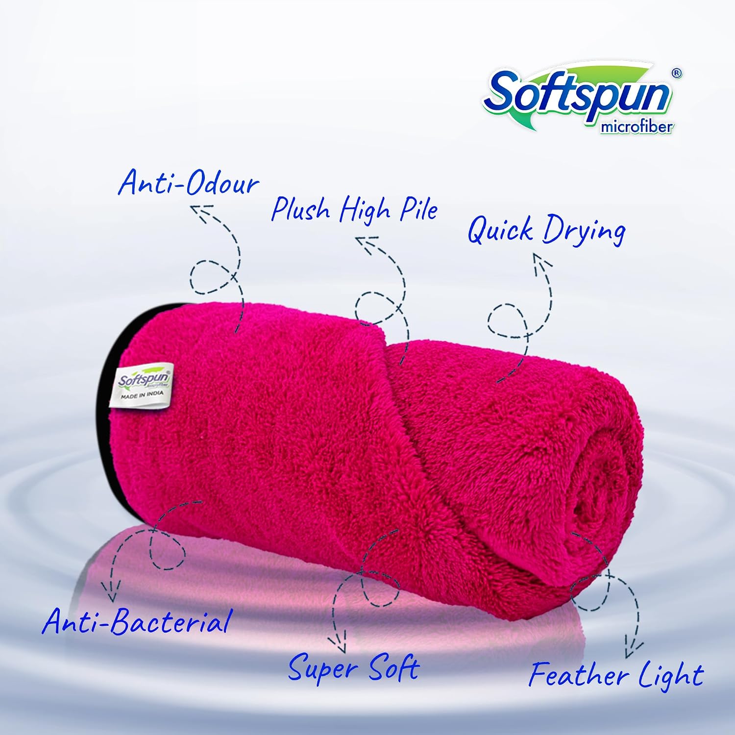 Softspun Microfiber Bath Towel 221 Gsm | Ultra Absorbent Super Soft & Lightweight Quick Drying For Men & Women Daily Use Large Size Towel (Pink)