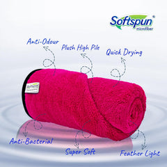 Softspun Microfiber Bath Towel 221 Gsm | Ultra Absorbent Super Soft & Lightweight Quick Drying For Men & Women Daily Use Large Size Towel (Pink)