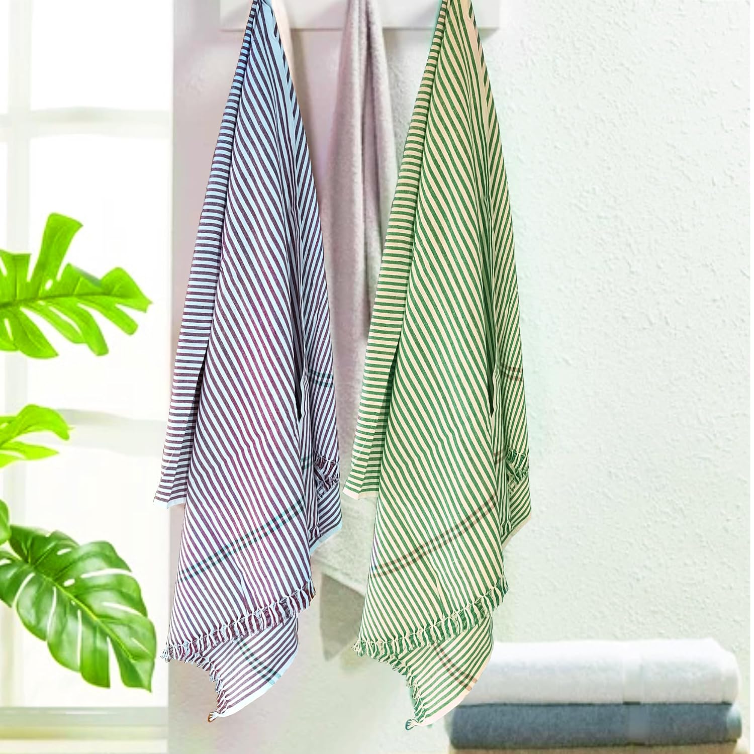 Sairithanya 100% Cotton Bath Towel 1400 Gsm (Multicolour) - Pack Of 4