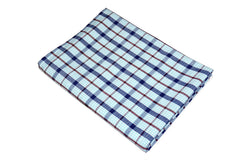 100% Soft Cotton Bedsheet For Single Bed - 60 X 90 Inches, Blue Checks | Soft, Durable & Long Lasting - 400 Thread Count