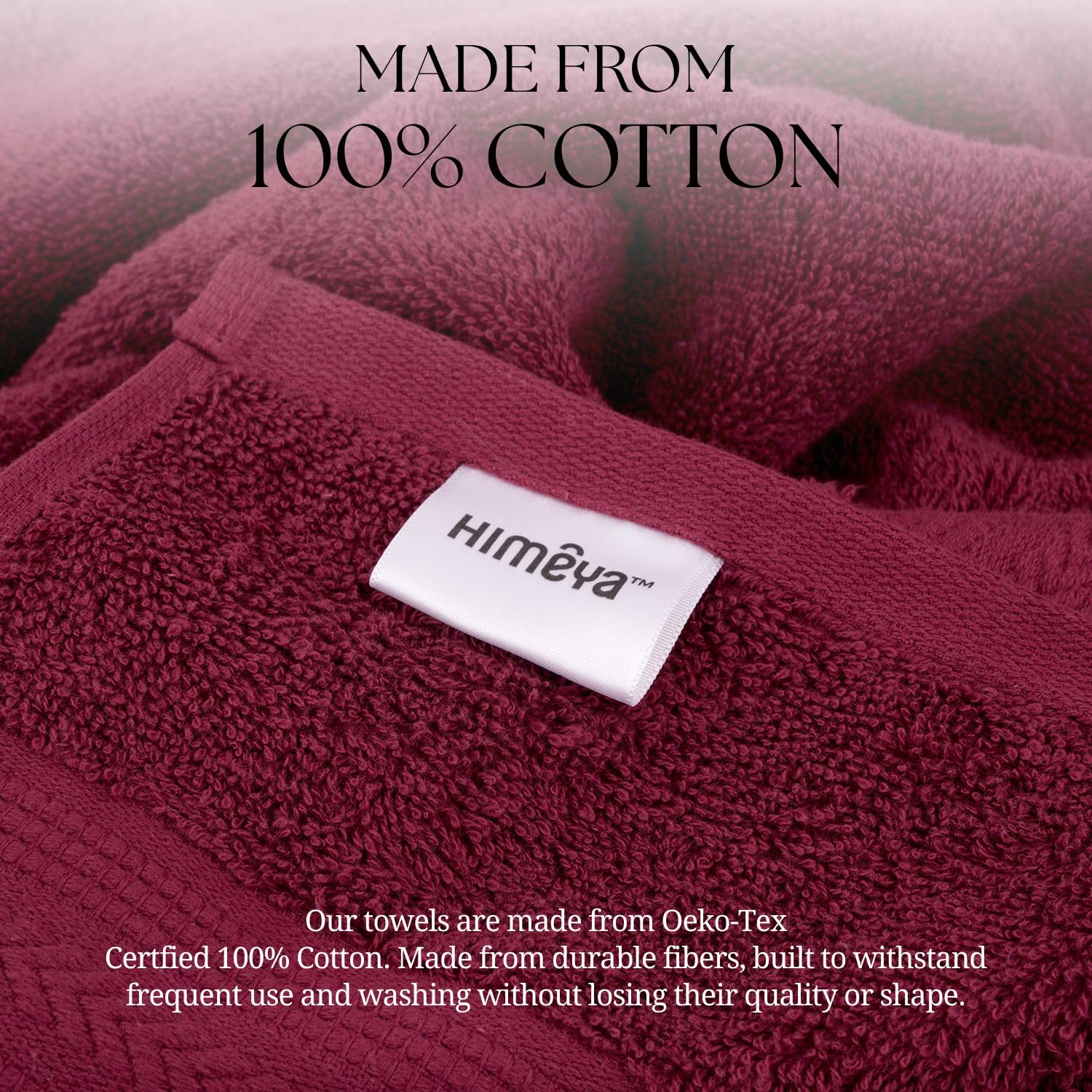 Himeya 100% Cotton Large Size Bath Towels 1000 Gsm | Soft & Absorbent - Wine Red (Pack Of 2)