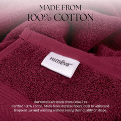 Himeya 100% Cotton Large Size Bath Towels 1000 Gsm | Soft & Absorbent - Wine Red (Pack Of 2)