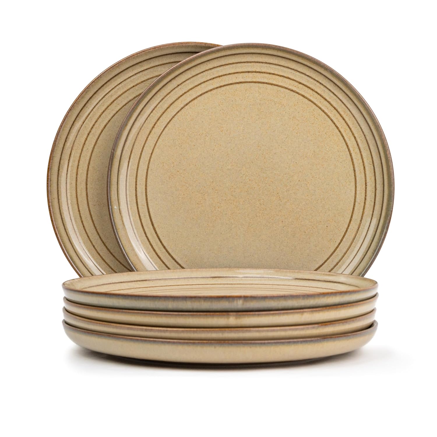 Ceramic Dinner Set Of 12 Pcs, Beige Reactive | Crockery Set For Dining Table - Dining Sets Crockery Items | Glossy Finish Premium Stoneware Dinner Set | 6 Dinner Plates+ 6 Veg Bowls, 180ml Each