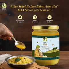 Pure Natural A2 Bilona Cow Ghee By Asmita Organic Farms | Healthy & Nutrients Desi Ghee Perfect For Boost Energy | (1 Litr) 33.8 Ounce | Jar Pack
