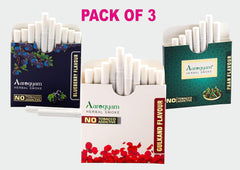 Aarogyam Herbals Tobacco & Nicotine Free Herbal Flavor Smoke For Relieve Stress And Mood Enhance Product - Blueberry, Gulkand, Paan Masala Flavour - Pack Of 3 30 Sticks