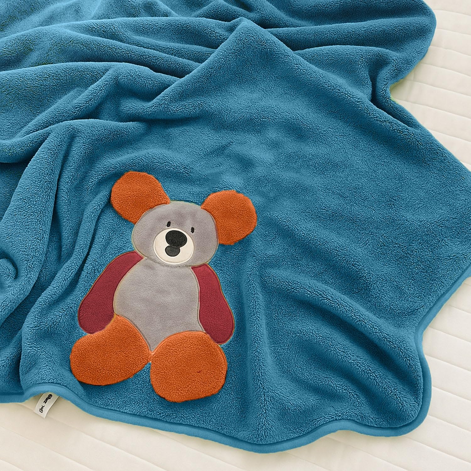 Maxoshine Microfiber Kids Bath Towels 300 Gsm | Quick Drying Towels For Unisex Kids-Teddy Bear Print Baby Towel For Boys & Girls (Blue)