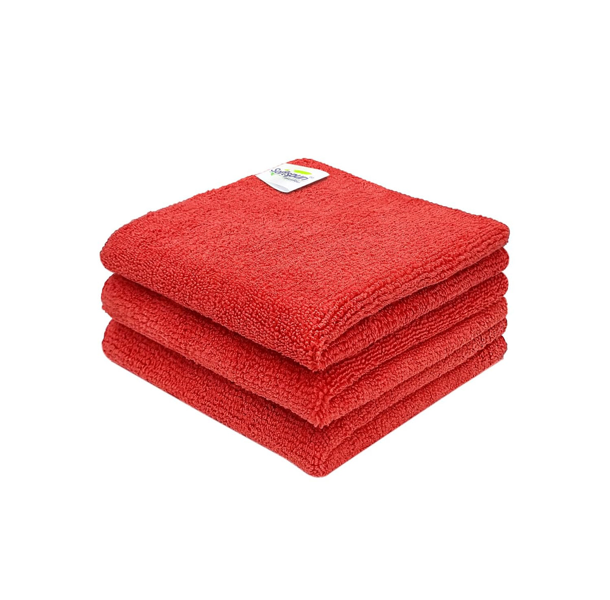 Softspun Microfiber Cloth 450 Gsm | Thick Lint & Streak-Free Multipurpose Cloths Automotive Microfibre Towels (3 Pcs) - Red