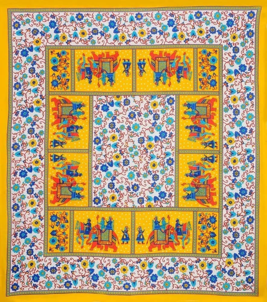 Printed Bedsheet For Double Bed With 2 Pillow Covers - 83 X 94 Inches, Multicolor | Ideal For Hotel, Guest House, Home | Traditional Jaipuri Bedsheets