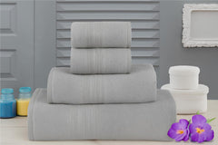 Bombay Dyeing Cotton Towel 1 Bath, 1 Hand & 2 Face Towel & Fast Absorbent With Fast Dry Towel 1200 Gsm - Tulip R4 (Light Grey) - Pack Of 4