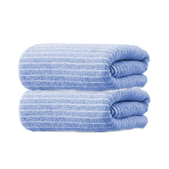 Black Gold The Finer Touch Microfiber Striped Hand Towel 400 Gsm | Soft & Quick Dry, Lightweight & Absorbent Face Towel (Blue) - Pack Of 2