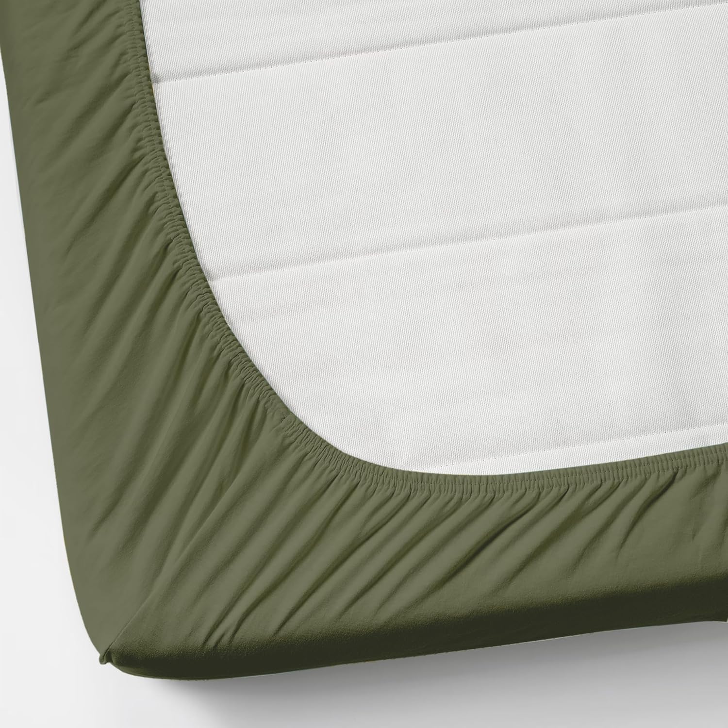 Plain Cotton King Size Elastic Fitted Bedsheet With 2 Pillow Covers - 72 X 78 X 8 Inches, Dark Green | Ideal For Home Bedrooms, Hotel Rooms, Guest Bedsheet