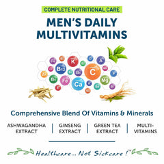 Bliss Welness Men's Daily Multivitamin With Vitamins , L Arginine, Amino Acid Blends, Ashwagandha & Ginseng Extract For Immunity, Joint, Stamina & Recovery | 60 Tablets , 100gm 0.2lbs