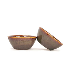 Ceramic Serving Medium Bowls Set Of 2 Pieces - 850ml Each, Brown Reactive | Premium Ceramic Bowls - Medium Size | Microwave Safe Bowls - Bowl Sets With Glossy Finish | Ceramic Bowls