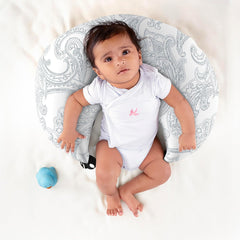 Feeding Pillow For New Born Baby, 5 In 1 Multipurpose Use, Nursing Pillow, White | Paisley Printed, For Breastfeeding With Cotton Removable Cover | Washable, Multi-Use & Easy To Clean