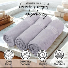 Himeya 100% Cotton Bath Towels 1500 Gsm | Soft & Absorbent Large Size Bath Towel - Grey (Pack Of 3)