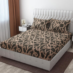 Fitted King Size Double Bedsheet For With 2 Pillow Covers - 72 X 78 X 8 Inches, Brown | 300 Thread Count Breathable & Durable - Luxurious & Comfortable Bedsheet