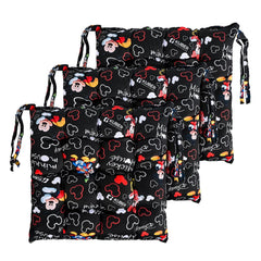 Soft & Comfort Chair Cushion Pad With Ties, Sitting Pillow, Disney Print - Black | Square Shape Pillow, Gaddi For Office, Study Chair, Sofa, Pooja Room | Pain Relief Seat Cushion - 3 Pcs
