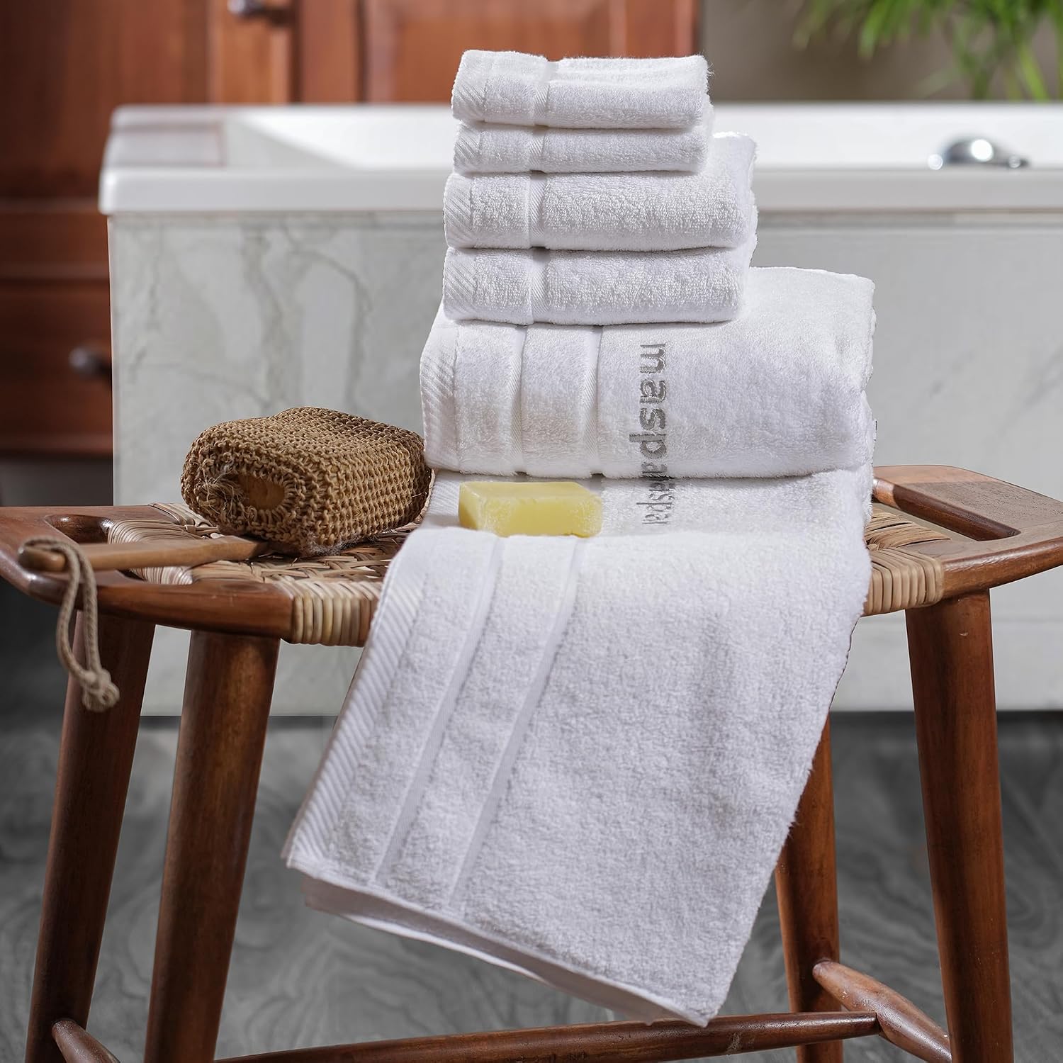 Maspar Amor Ultra Soft 2 Hand + 2 Bath & 2 Face Towel 1600 Gsm (White) - 6 Pcs