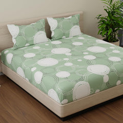 1 King Bedsheet With 2 Pillow Covers - 108 X 108 Inches, Green | Beautiful Print & Luxury Look Bedsheet | Cotton Bedsheet Is Naturally Comfortable