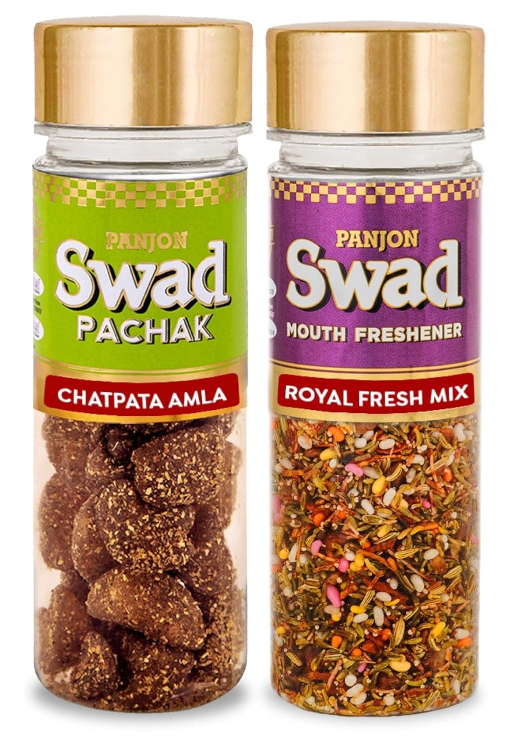 Panjon Swad Chatpata Amla & Royal Fresh Mix Mouth Fresheners 255gm, (125gm *2 Bottles)