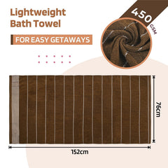 Kuber Industries Cotton Bath Towel 500 Gsm | Wrinkle Resistant Towels | Quick-Dry Travel Towel For Men & Woman Plain Lining Border -Brown (Pack Of 1)