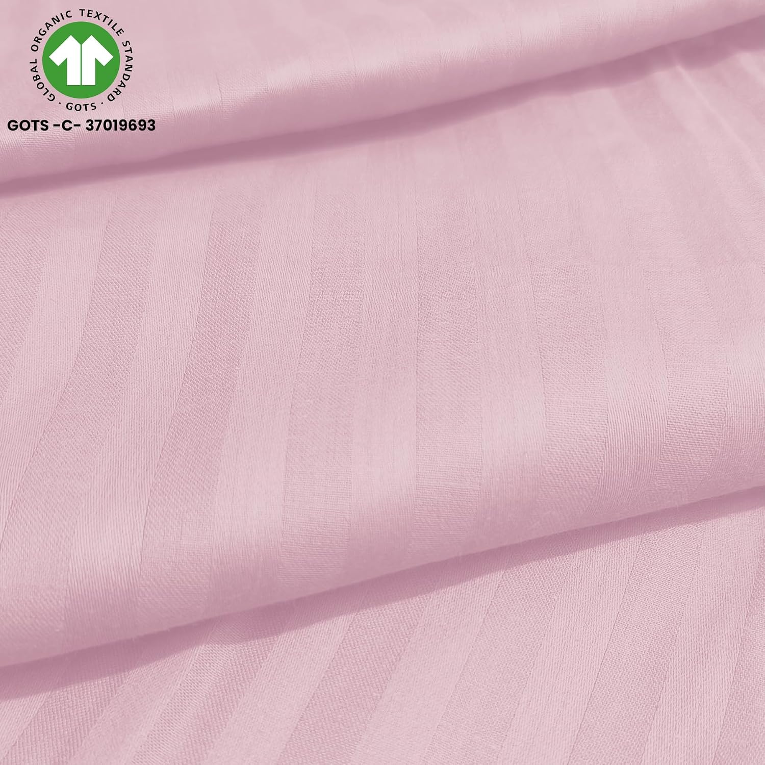 210 TC Cotton Double Bed Fitted Bedsheets With 2 Pillow Cases - 78 X 72 Inches, Light Pink | Satin Stripes Wrinkle Free | Comfortable Fabric Bedsheet