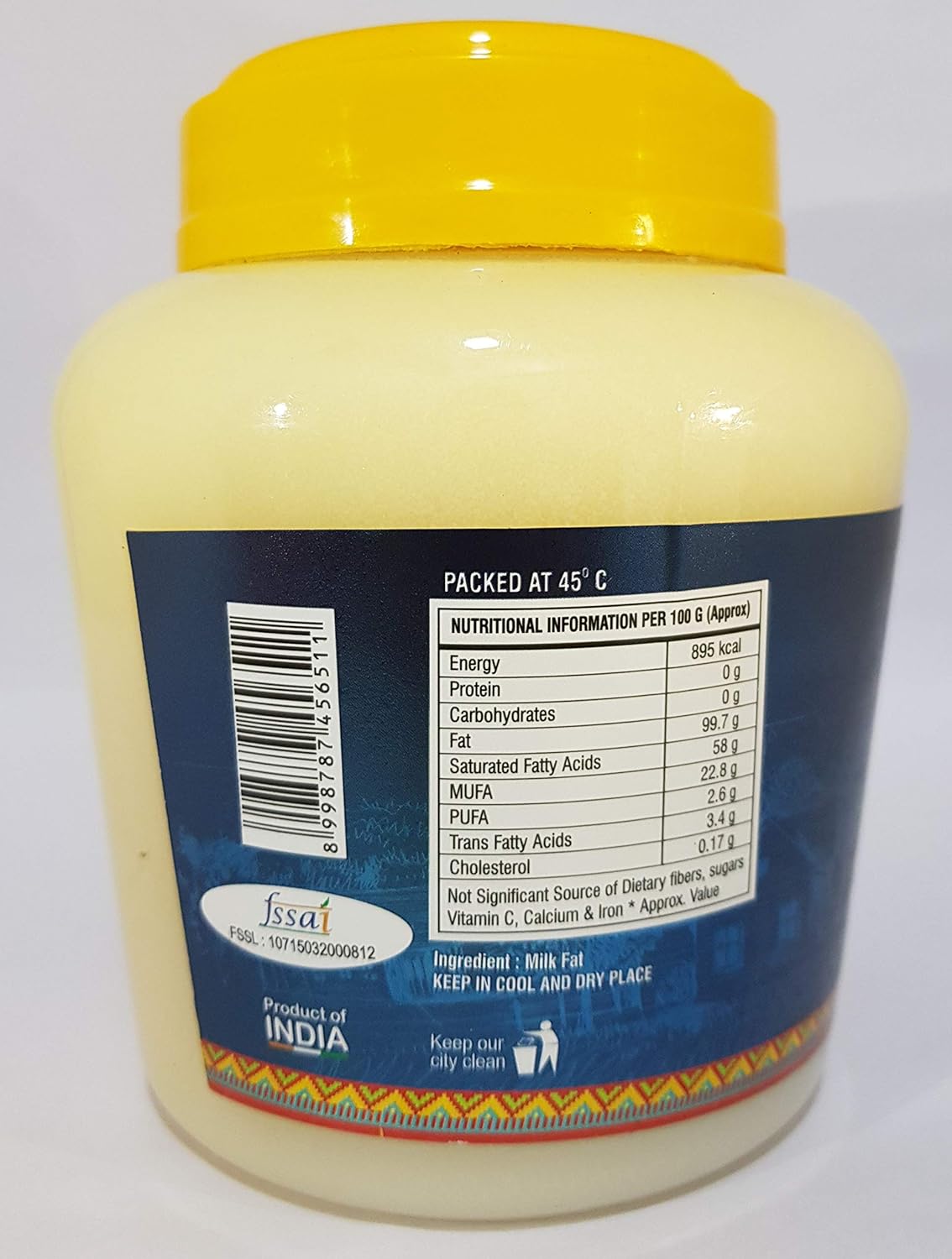 Pure Desi Ghee By Cn Bumiya | High In Nutritious & Healthy Pure Desi Ghee Perfect For Weight Loss | (1 Litre) 33.8 Ounce | Jar Pack