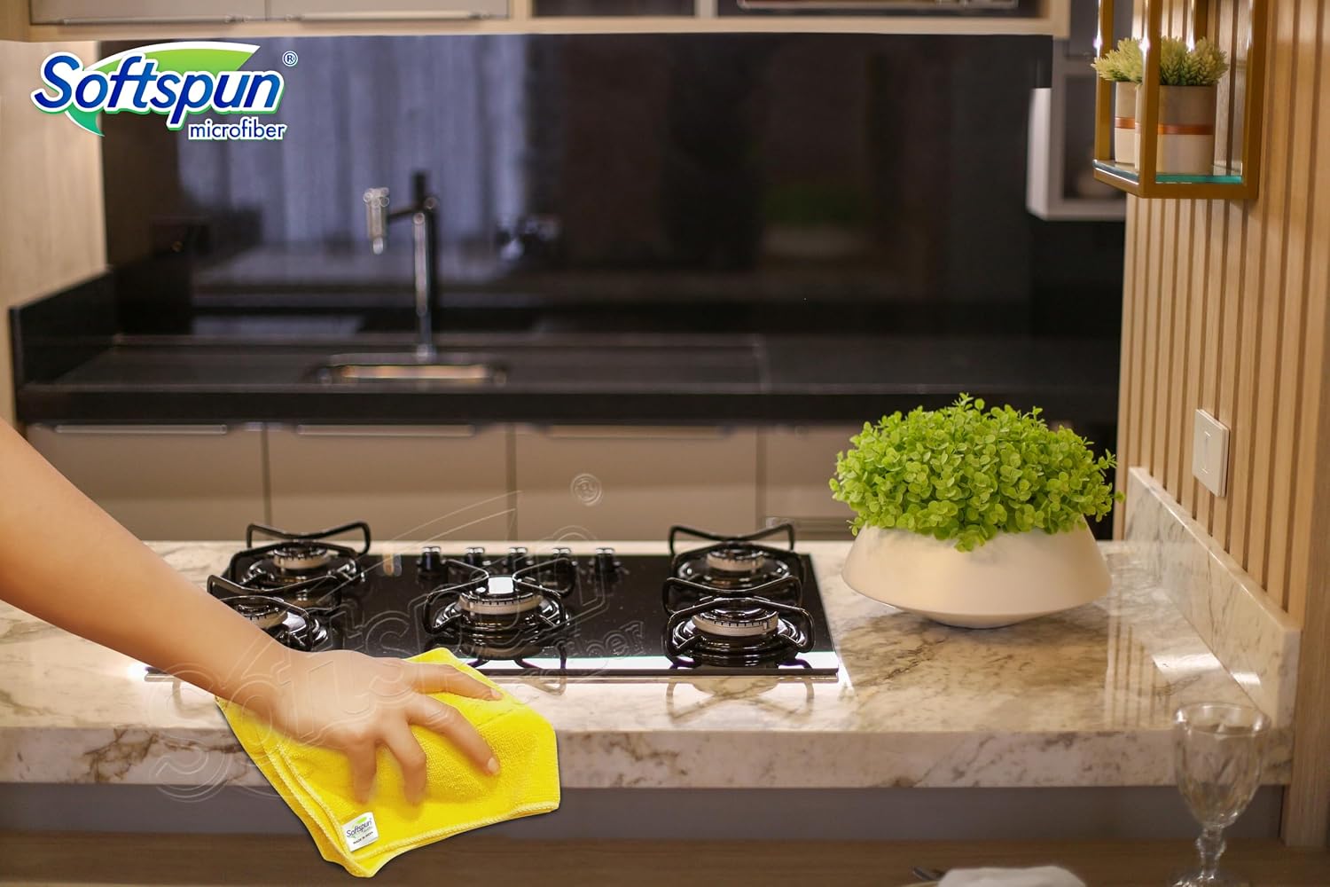 Softspun Microfiber Cleaning Cloths 900 Gsm | Highly Absorbent, Lint & Streak Free, Multi -Purpose Wash Cloth For Kitchen, Car, Window, Stainless Steel (8 Pcs)- Yellow