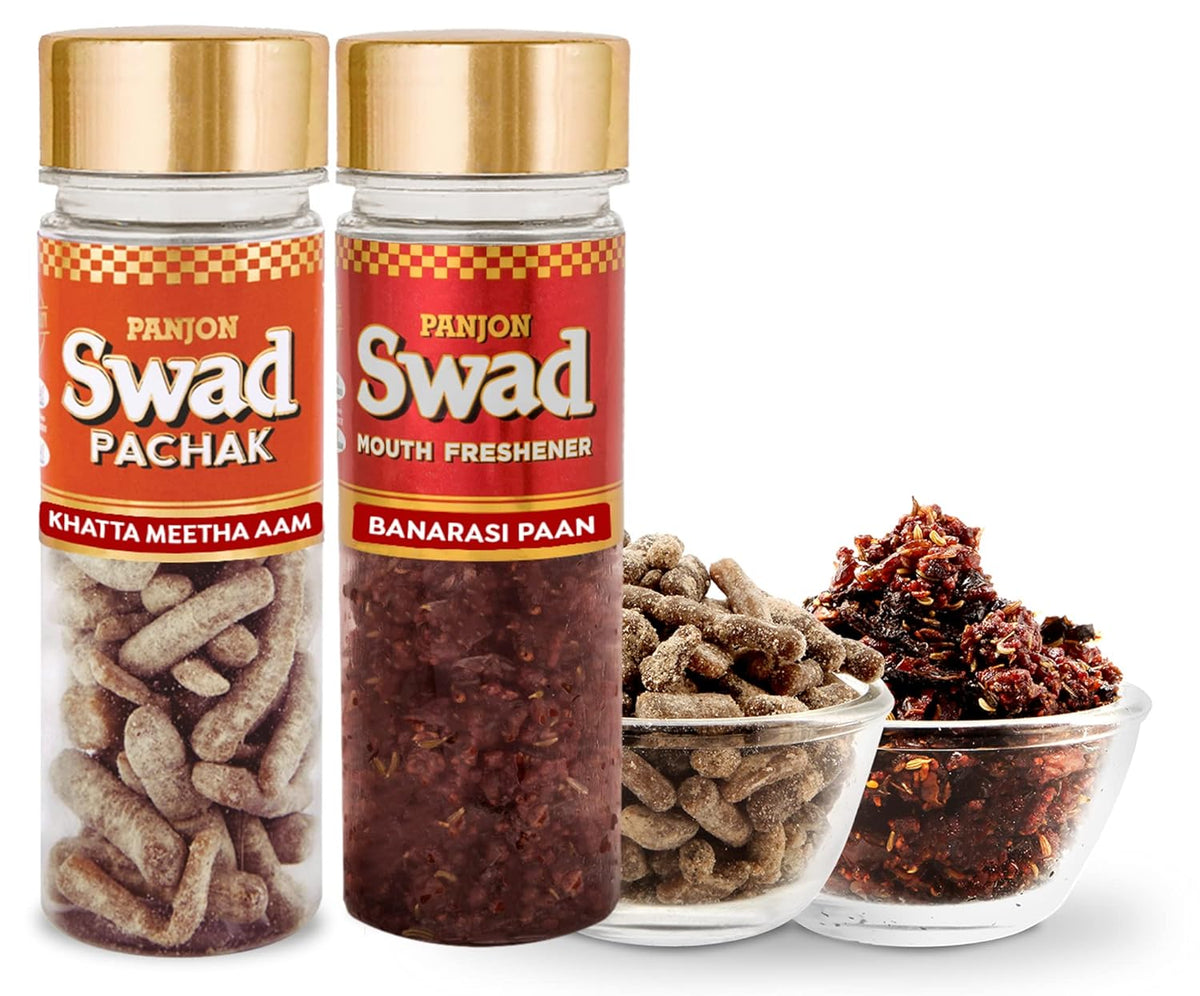 Panjon Swad Pachak Khatta Mitha Aam & Mukhwas Dry Banarasi Paan 230gm, (115gm *2 Bottle)