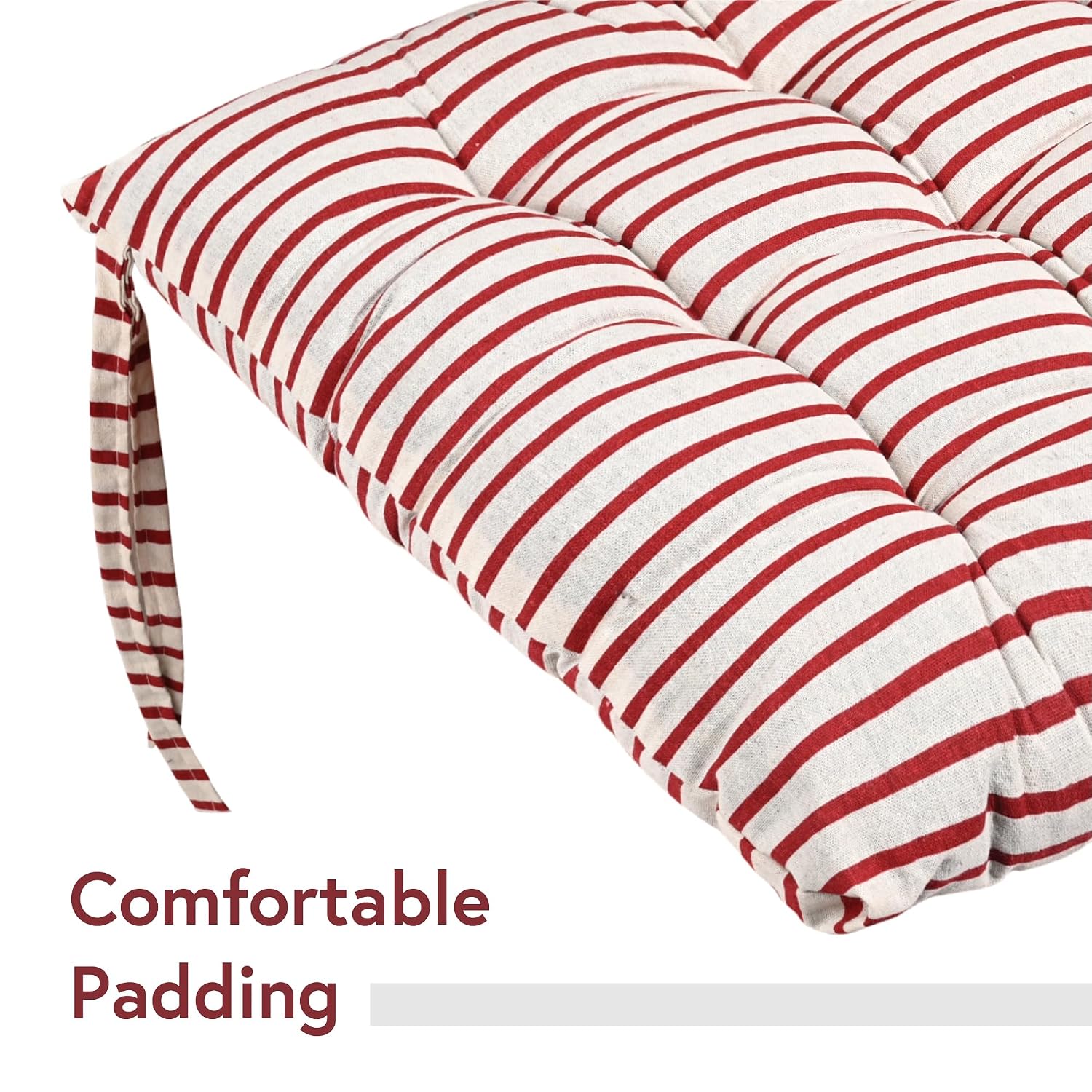 Soft Cotton Chair Cushions Pillow For Sitting, Pillow For Office Work Support, Printed - Maroon & Black | Back Rest Pillow, Furniture Cushion, Pain Relief, Comfortable Pillow - Pack Of 2