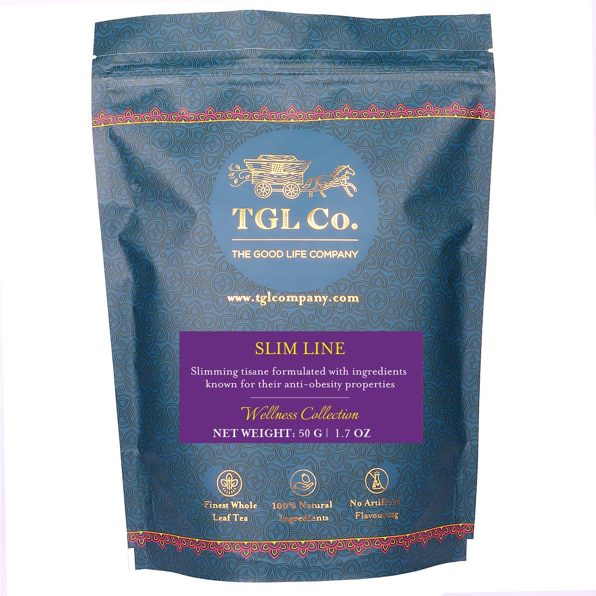 TGL Co. Slim Line Green Tea - 50gm, 1.7 Ounce | Rich In Anti Oxidant, Body Detox Prosperities - Low Caffeine, No Artificial Flavor