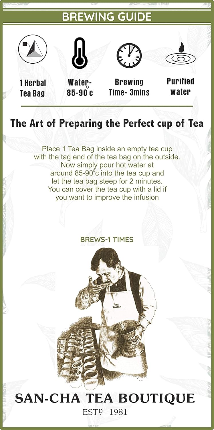 San-Cha Pure Chamomile Herbal Tea - 15 Biodegradable Herbal Tea Bags | Provides Good Sleep, Reduces Stress - Caffeine Free, Environment Friendly