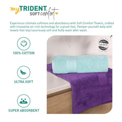Mytrident Soft Comfort Air Rich 100% Cotton Bath Towel 1000 Gsm | Highly Absorbent Towels For Men & Women Bath Towel (Nile Blue & Plum) - 2 Pcs