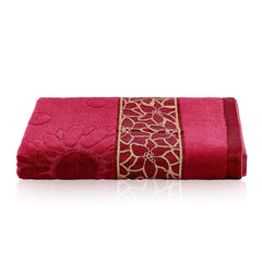 Kuber Industries Soft Blend Cotton Bathing Towel 450 Gsm | Fade/Wrinkle Resistant Towels (Velvet Maroon)