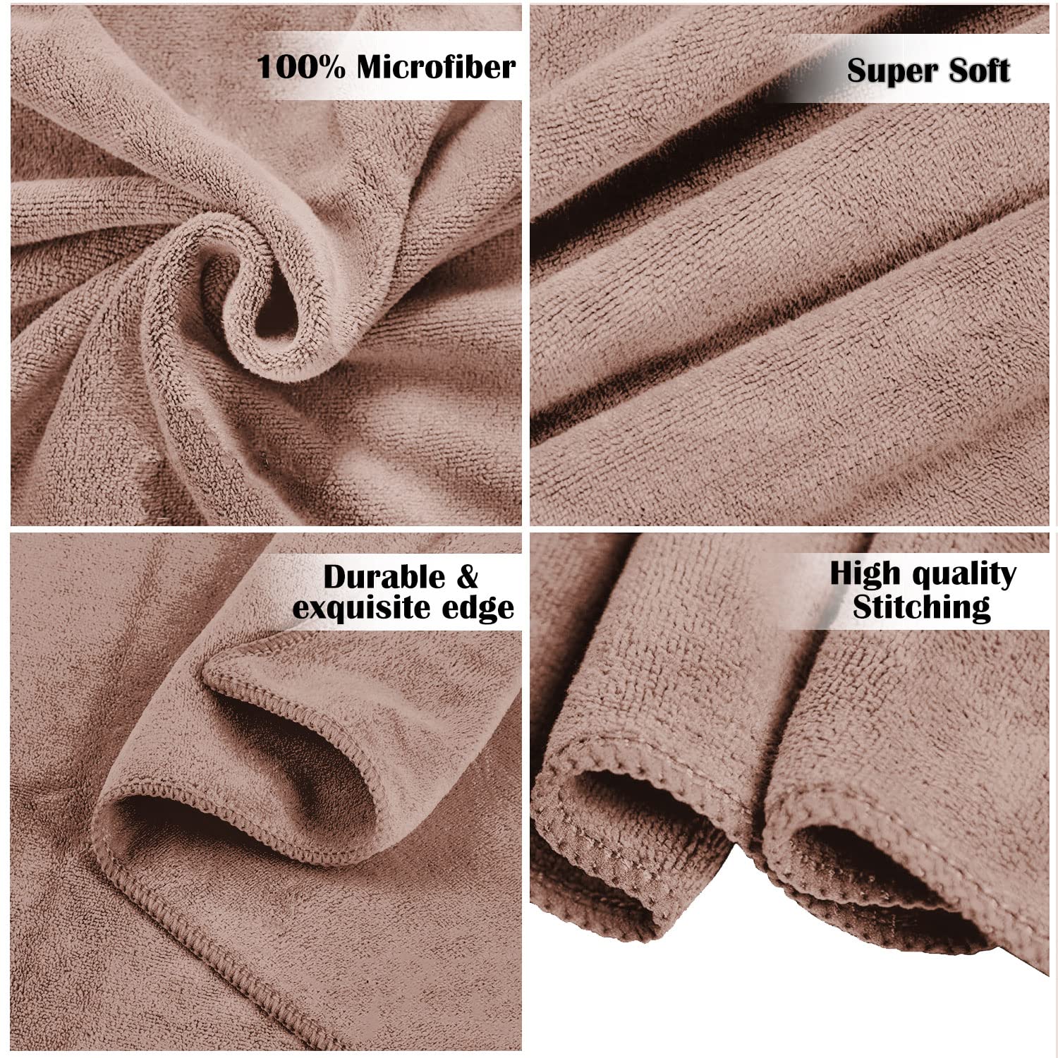 Sassoon Venir Microfiber 2 Hand & 2 Bath Towels 450 Gsm | Absorbent & Quick Dry Multipurpose Hand Towels (Peanut)- 4 Piece