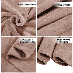 Sassoon Venir Microfiber 2 Hand & 2 Bath Towels 450 Gsm | Absorbent & Quick Dry Multipurpose Hand Towels (Peanut)- 4 Piece