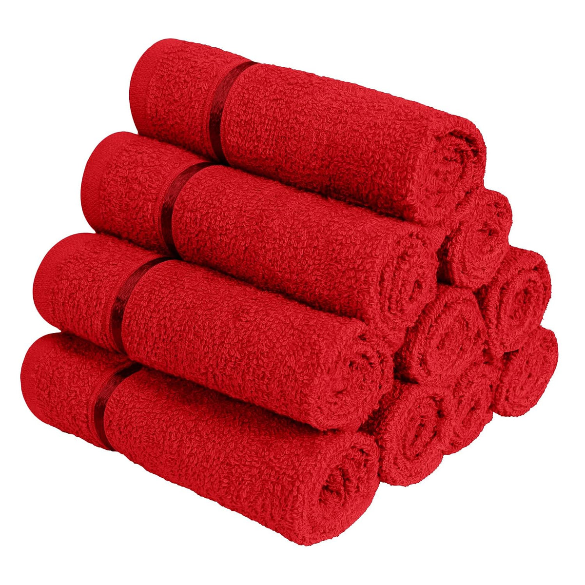Story@Home 100% Cotton Face Towel 450 Gsm (Pack Of 10)- Wine Red